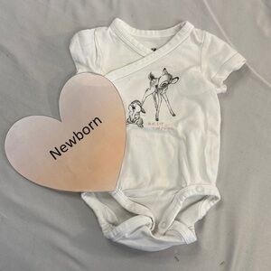 Disney X H&M Organic Cotton Kimono style long sleeve newborn Bambi onesie.